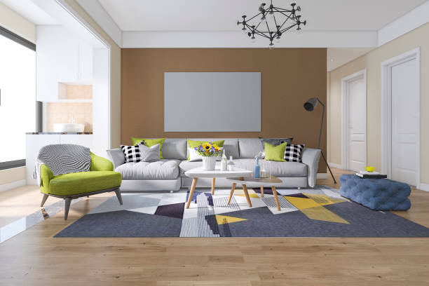 istock 3d rendering modern dining room and living room with minimal decor 1033789418