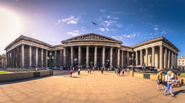 London - August 06, 2018: Entrance of the British Museum in London, England stock photo