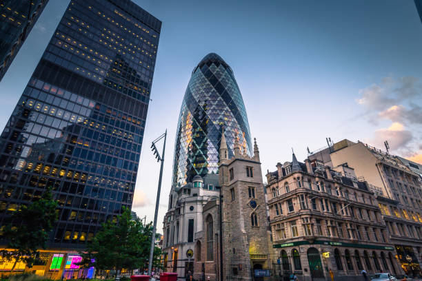 London - August 06, 2018: Modern buildings of downtown London, England stock photo