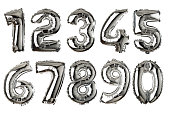 Silver colored air balloon numbers