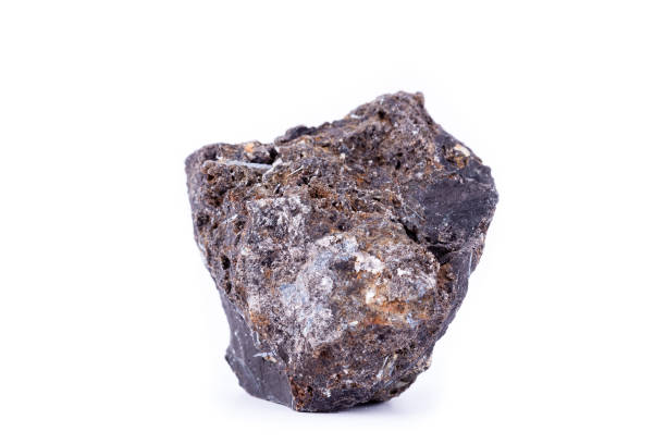 istock Macro mineral stone ilmenite on a white background close up 1033796172