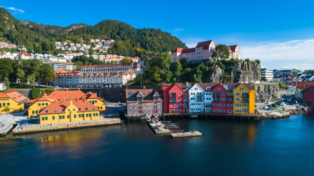 Bergen old town aerial view. Bergen, Norway. Bergen old town aerial view. Bergen, Norway. bergen norway stock pictures, royalty-free photos & images