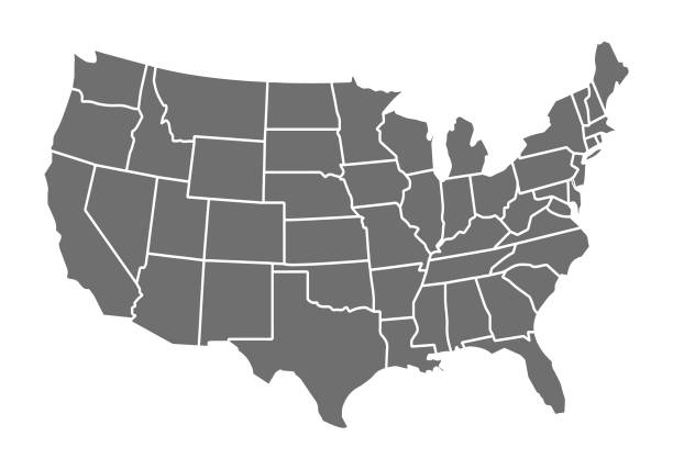 미국 지도  - map usa three dimensional shape cartography stock illustrations