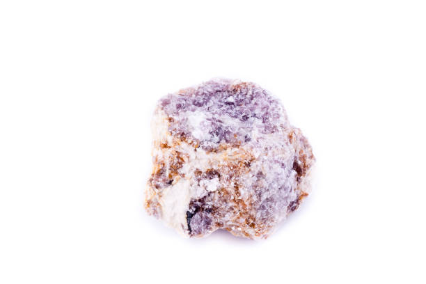 macro mineral stone lepidolite on a white background close up