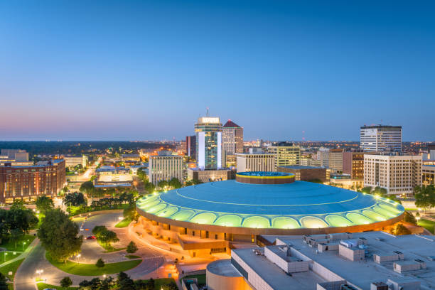 Wichita, Kansas, USA Downtown Skyline Wichita, Kansas, USA downtown skyline at dusk. wichita photos stock pictures, royalty-free photos & images