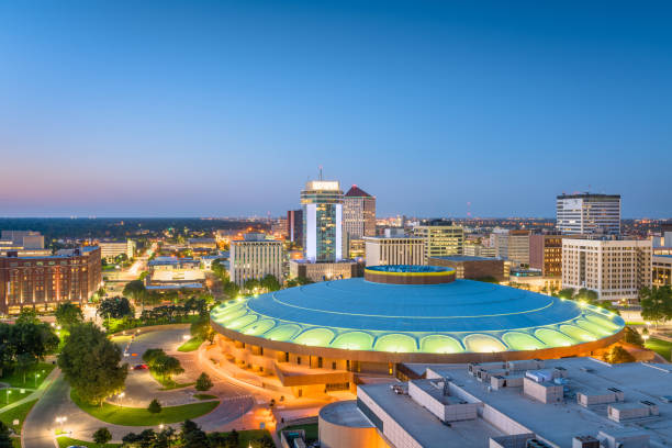 Wichita, Kansas, USA Downtown Skyline Wichita, Kansas, USA downtown skyline at dusk. kansas stock pictures, royalty-free photos & images