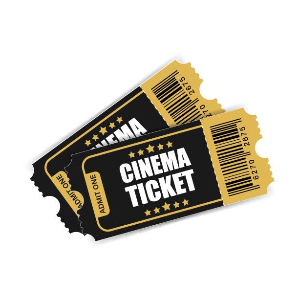フラット スタイルの現実的な映画館チケット アイコン。白い分離背景に 1 つのクーポンの入り口ベクトル図を認めます。3 d 航空券ビジネス コンセプトです。 - movie ticket点のイラスト素材／クリップアート素材／マンガ素材／アイコン素材