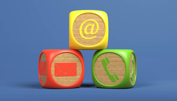 istock Comunication icon with toy blocks on blue ground. Isolated On White 1033805076