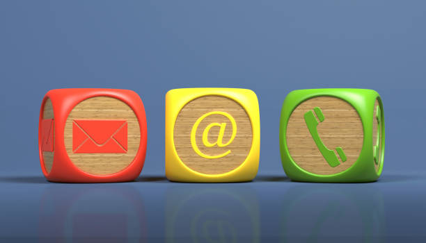 istock Comunication icon with toy blocks on blue ground. Isolated On White 1033809896