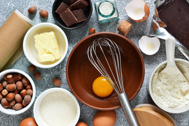 istock Ingredients for cooking Brownie. A classic American dessert. Cooking process pie. 1033816998