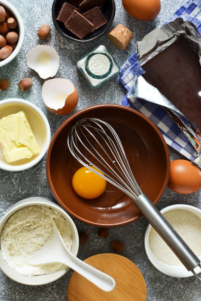 istock Ingredients for cooking Brownie. A classic American dessert. Cooking process pie. 1033817064