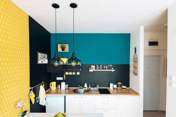 istock Modern and cozy studio apartment and small kitchen 1033823524