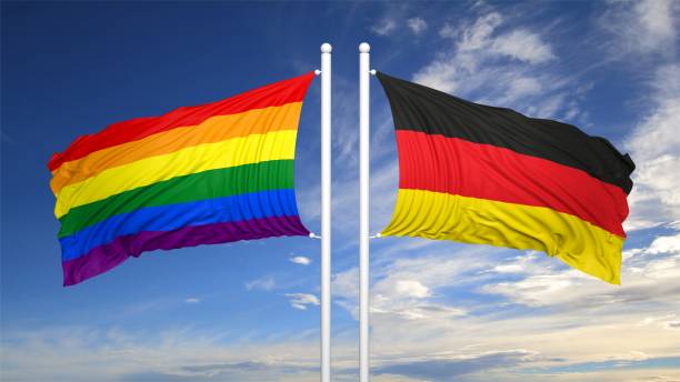 istock 3d rendering gay flag with Germany flag 1033830492