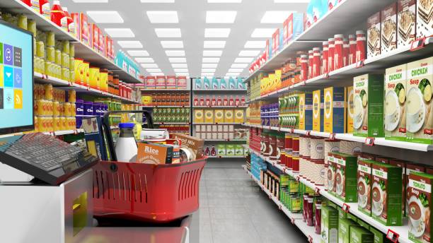 istock Shopping basket at checkout in supermarket 1033830672