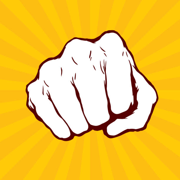 illustrazioni stock, clip art, cartoni animati e icone di tendenza di vettore della mano del pugno punzonante - fist punching human hand symbol