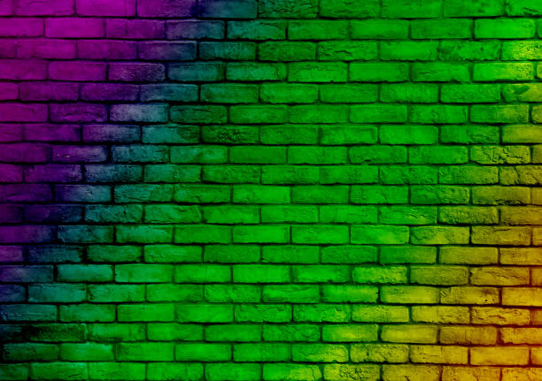 Colorful painted brick wall texture background. May use for abstract background.
