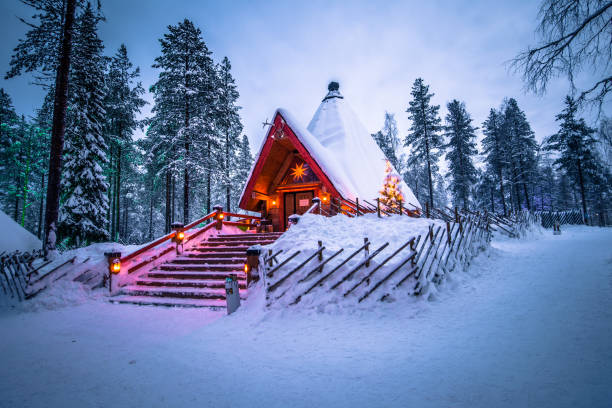 Rovaniemi - December 16, 2017: Santa Claus village of Rovaniemi, Finland Rovaniemi - December 16, 2017: Santa Claus village of Rovaniemi, Finland finland stock pictures, royalty-free photos & images