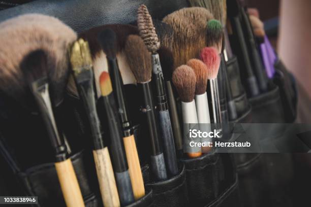 Close Up View On Black Packet Of Paintbrushes Stock Photo - Download Image Now - Beautician, Beauty, Beauty Spa