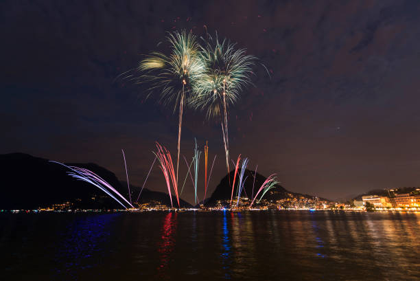 istock Fireworks on the lakefront of Lugano 1033839888