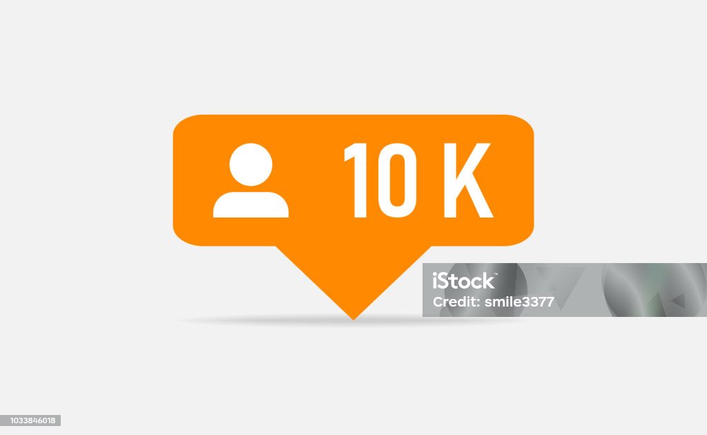 Orange icon 10k followers notification. Followers insta. Social media. Flat design Image-based Social Media stock vector