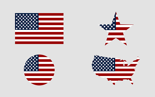 Vlag Usa Sterren Markeren Usa Kaart Van De Vs Amerikaanse Vlag In De Cirkel  Reeks Van Amerikaanse Vlaggen In Platte Ontwerp Stockvectorkunst En Meer  Beelden Van Achtergrond - Thema - Istock