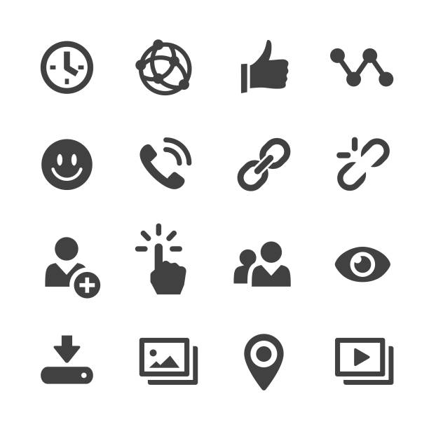 Social Media Icons - Acme Series Social Media, Communication, Internet, Connection, anthropomorphic smiley face photos stock illustrations