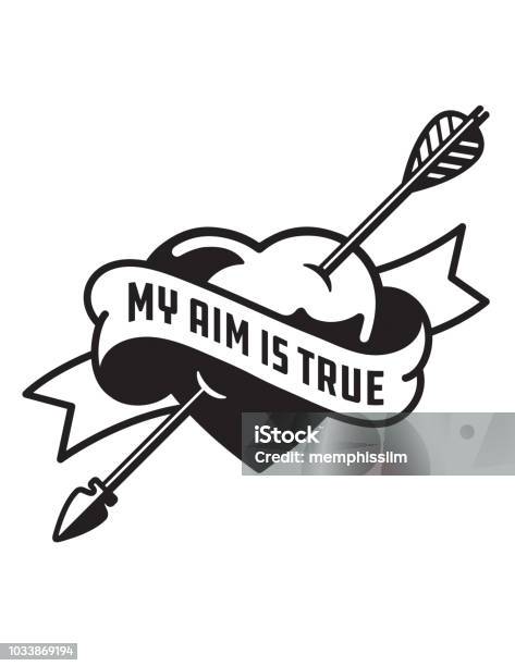 My Aim Is True Heart Pierced By Arrow Illustration Stock Illustration - Download Image Now