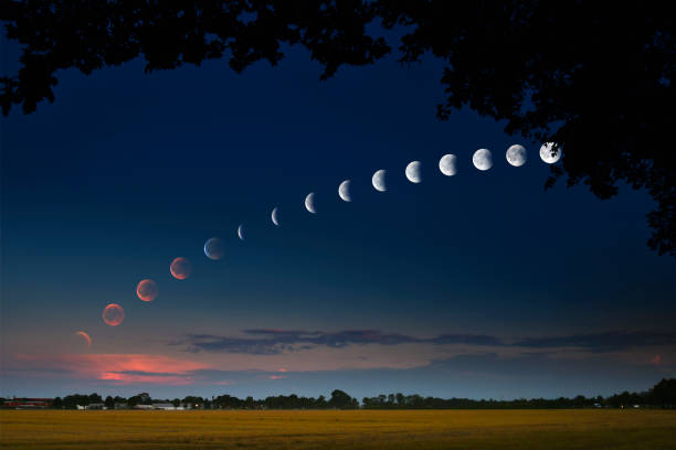 lunar eclipse - moon change eclipse cycle imagens e fotografias de stock