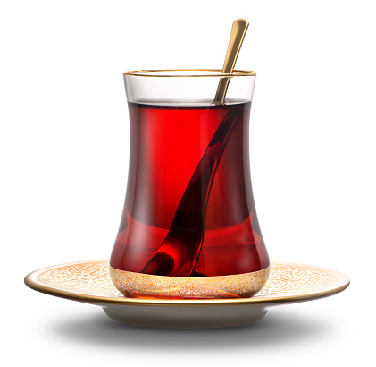 Apple Turkish tea isolated on white background