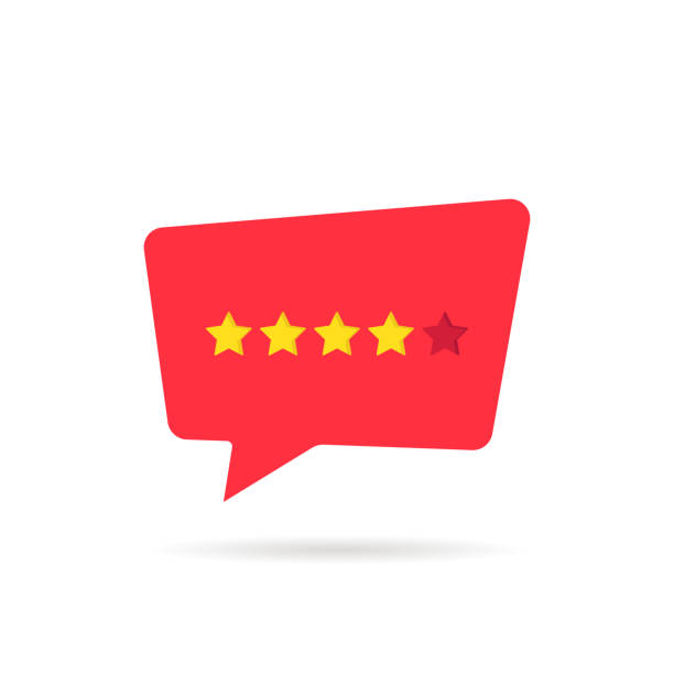 ilustrações, clipart, desenhos animados e ícones de quatro abstrata classificação por estrelas como feedback positivo - rating star shape ratings ranking
