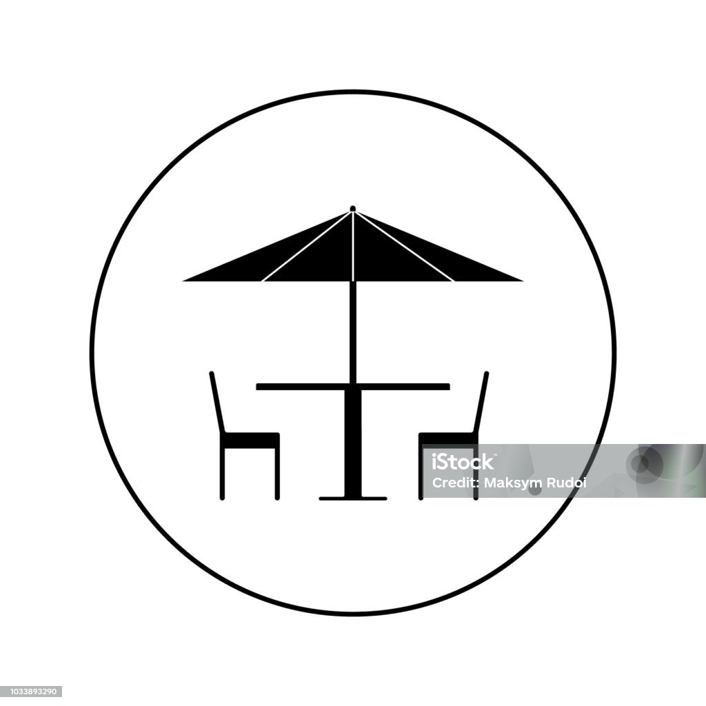 Terrace cafe icon in the circle  on a white background Art stock vector