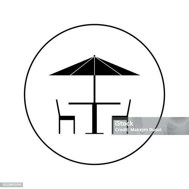 Terrace Cafe Icon In The Circle On A White Background Stock Illustration - Download Image Now