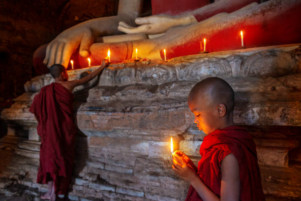 istock Young buddhist monks in Myanmar 1033893570