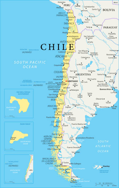 ilustrações de stock, clip art, desenhos animados e ícones de map of chile - vector - argentina map chile cartography