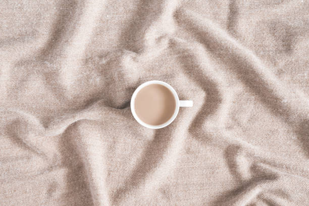 istock Autumn composition. Cup of coffee, plaid. Autumn, fall, winter concept. Flat lay, top view 1033903270