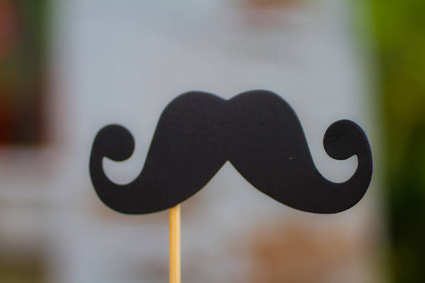 istock Moustache on wooden stick against a bright grey background 1033905532