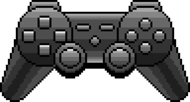 Bекторная иллюстрация Пиксельная черная игровая консоль подробный изолированный вектор