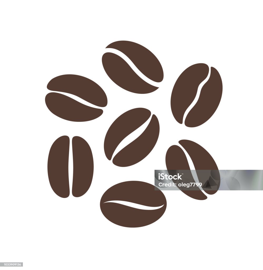 Kaffeebohne-Logo. Isolierte Kaffee Bohnen auf weißem Hintergrund - Lizenzfrei Geröstete Kaffeebohne Vektorgrafik