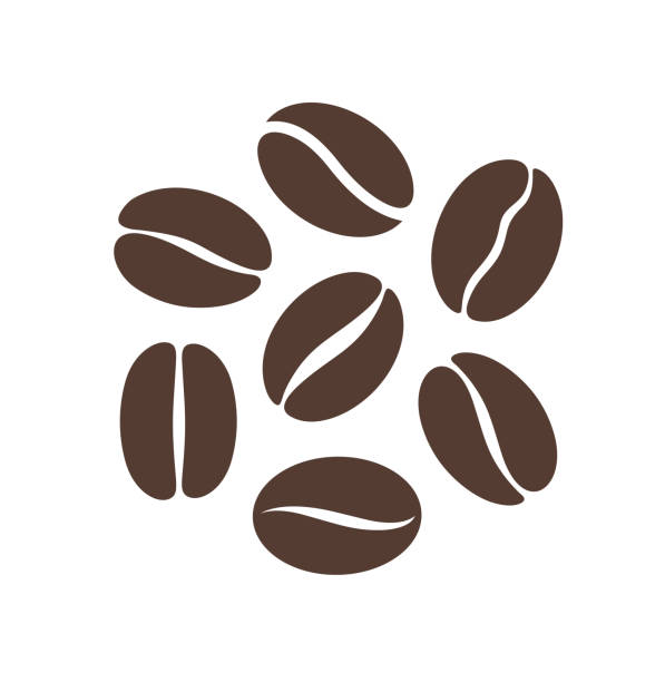 ilustraciones, imágenes clip art, dibujos animados e iconos de stock de logo de grano de café. granos de café aislada sobre fondo blanco - caffeine drink coffee cafe