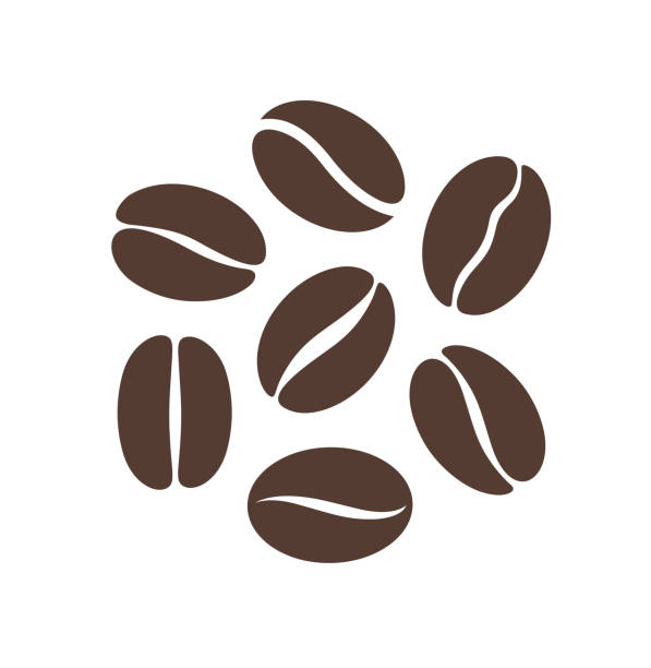 コーヒー豆のロゴ。白い背景の上の隔離されたコーヒー豆 - コーヒー イラスト点のイラスト素材／クリップアート素材／マンガ素材／ アイコン素材