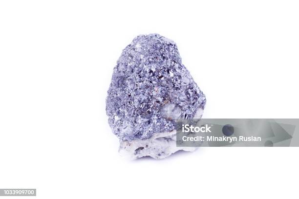 Macro Mineral Stone Galena On A White Background Close Up Stock Photo - Download Image Now