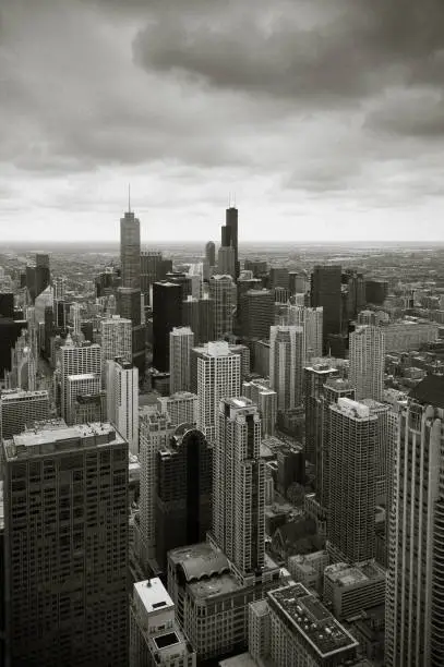 Black and white of Chicago skyline