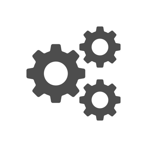 ilustrații de stoc cu setarea, gear, tool, cog izolate plat web mobile icon vector sign symbol buton element silueta - echipament