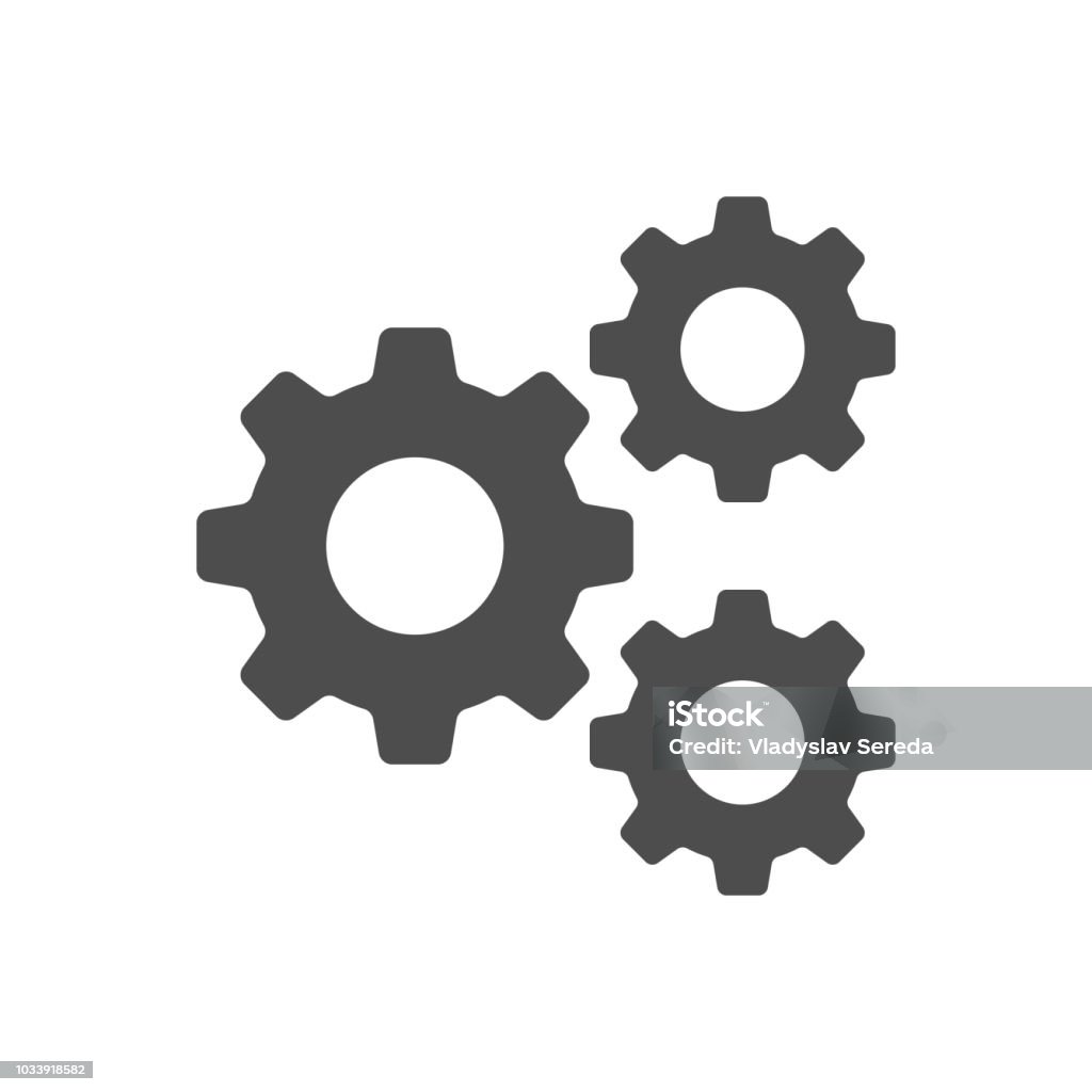 Setting, Gear, Tool, Cog Isolated Flat Web Mobile Icon Vector Sign Symbol Button Element Silhouette Gear - Mechanism stock vector