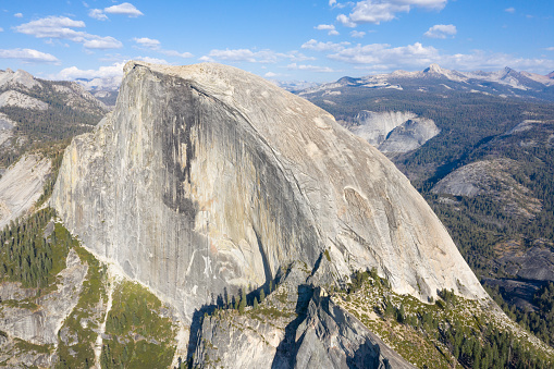 Aerial of the famous Half Dome, Yosemite National Park, California, USA. Converted from RAW.