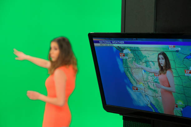 istock Weather forecaster on green background 1033921624