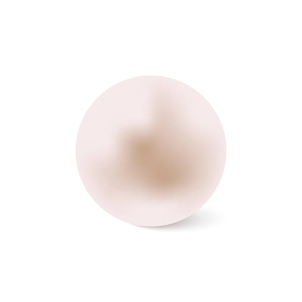 istock Shiny natural white sea pearl with light effects isolated on white background. Vector illustration. 1033921912