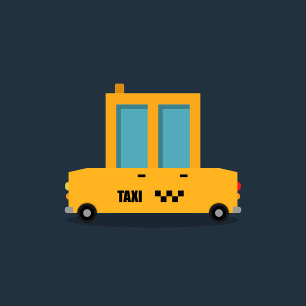 ilustrações de stock, clip art, desenhos animados e ícones de cartoon taxi car. vector icon . flat design - taxi sedan car speed