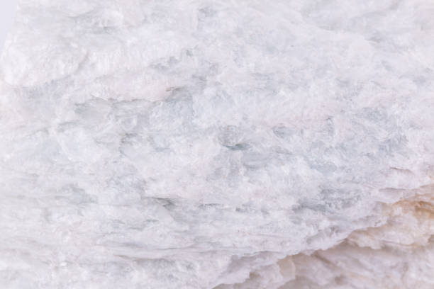 macro mineral stone talc on a white background close up