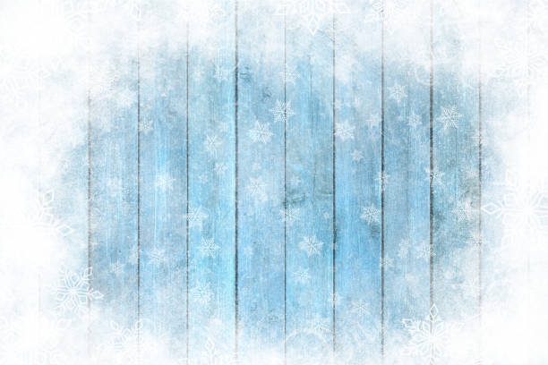 istock Wooden table, snowy winter background, texture 1033928060
